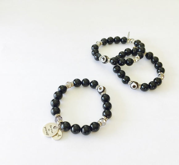 Evil Eye Bracelet in Black Agate
