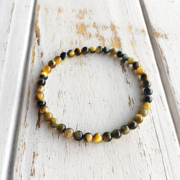 4mm Multi-Colored Tiger Eye Bracelet