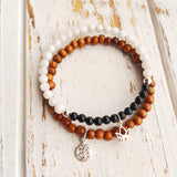 Genuine Moonstone & Black Tourmaline Bracelet Set