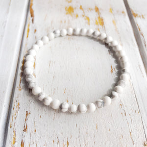 4mm White Howlite Bracelet ~ Calm & Relief