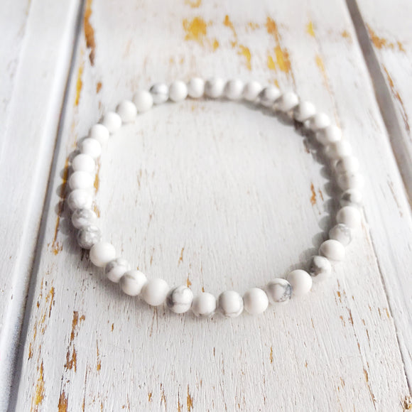 4mm White Howlite Bracelet ~ Calm & Relief