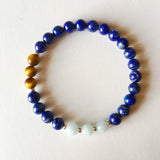 Aquamarine, Tiger Eye & Lapis Bracelet