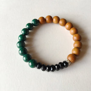 Malachite, Black Onyx & Sandalwood Bracelet