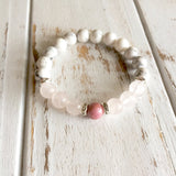 Rhodonite, Rose Quartz & White Howlite Bracelet
