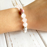 Rhodonite, Rose Quartz & White Howlite Bracelet
