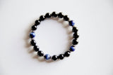 Genuine Black Onyx & Blue Tiger's Eye Bracelet w/