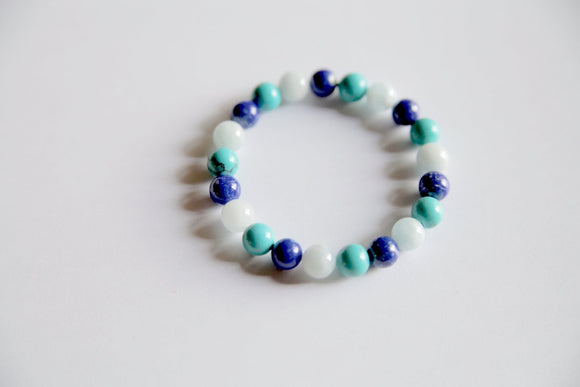 Aquamarine, Lapis & Chinese Turquoise Bracelet