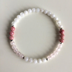 Love Bracelet ~ Moonstone, Rhodonite & Rose Quartz