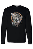 Unisex Long Sleeve Shirt Wolves With Dreamcatcher