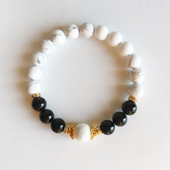 Black Onyx and White Howlite Bracelet