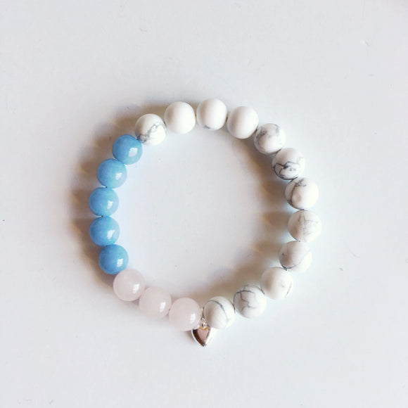 Angelite, Rose Quartz & White Howlite Bracelet